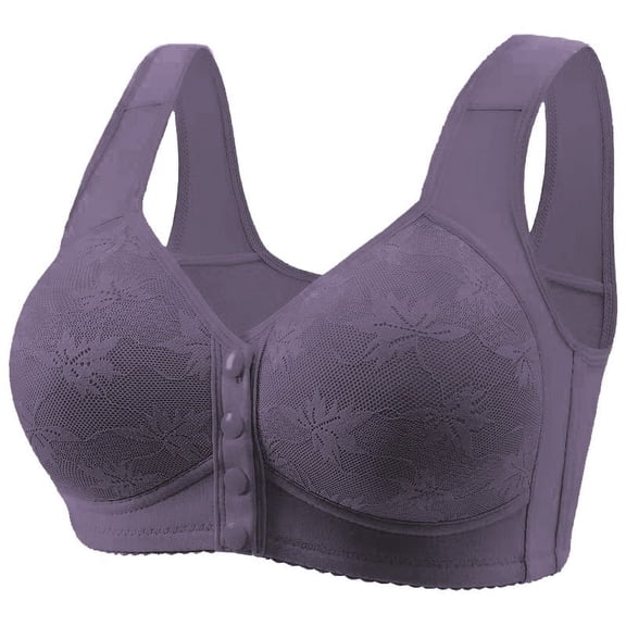 Wireless Bras for Older Womens Plus Size Bra Front Closure Comfortable Push up Daisy Bralettes Everyday Wear