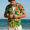 thumbnail image 2 of LMOIPLI Men's Hawaiian Shirt Short Sleeves Tropical Printed Casual Button Down Summer Beach Floral Fashion Shirts Green XL, 2 of 9