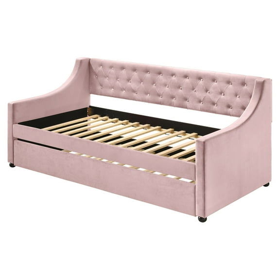 ACME Lianna Upholstered Twin Daybed with Trundle in Pink