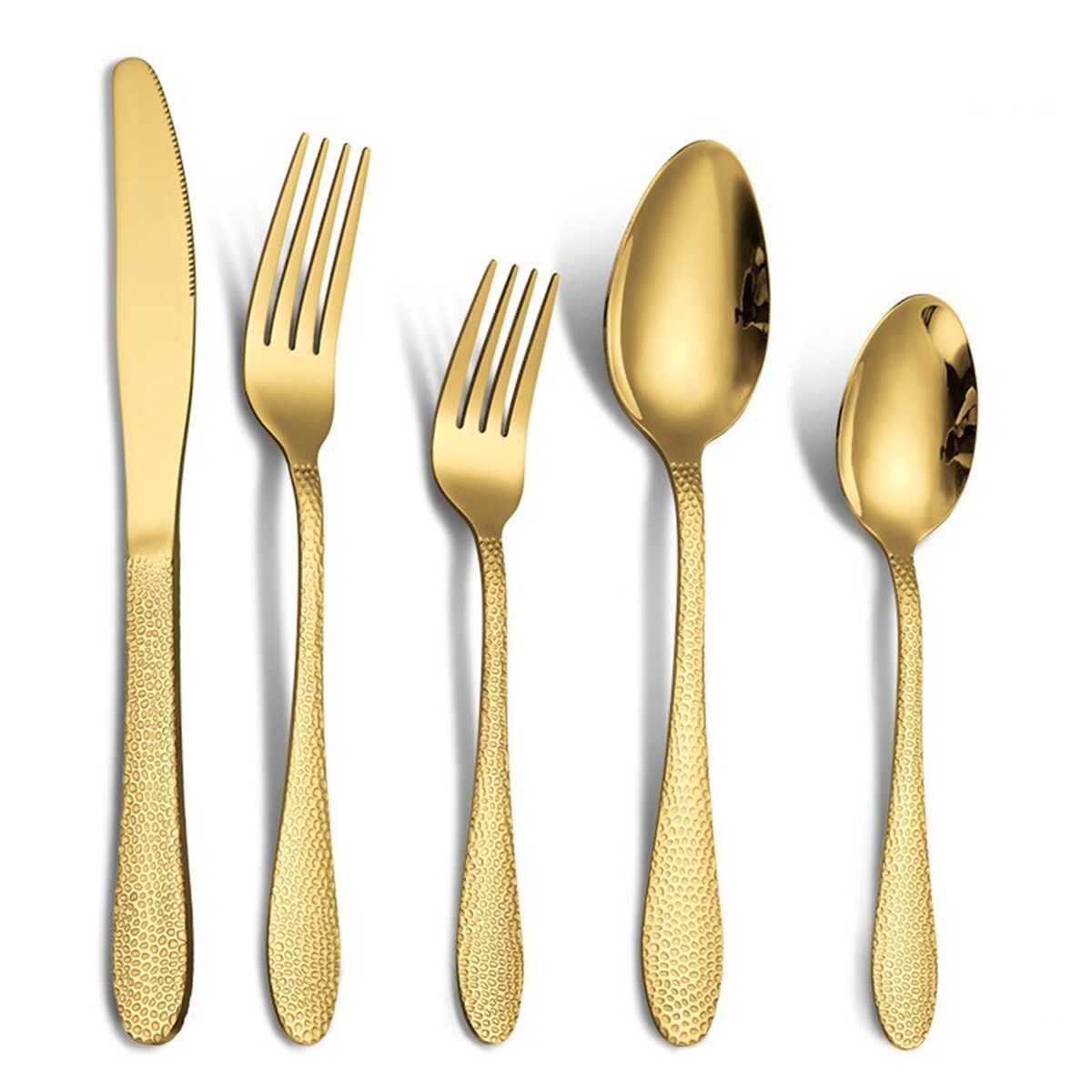 Entcook 20Piece Hammered Flatware Set, Stainless Steel Mirror Polished