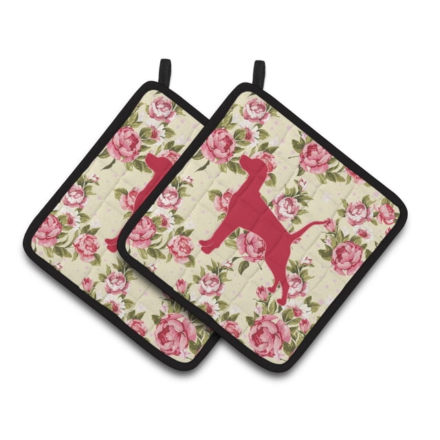 Caroline's Treasures Pointer Shabby Chic - Par de soportes para macetas con rosas amarillas BB1105-RS-YW-PTHD, 7.5HX7.5W, Multicolor Caroline's Treasures BB1105-RS-YW-PTHD