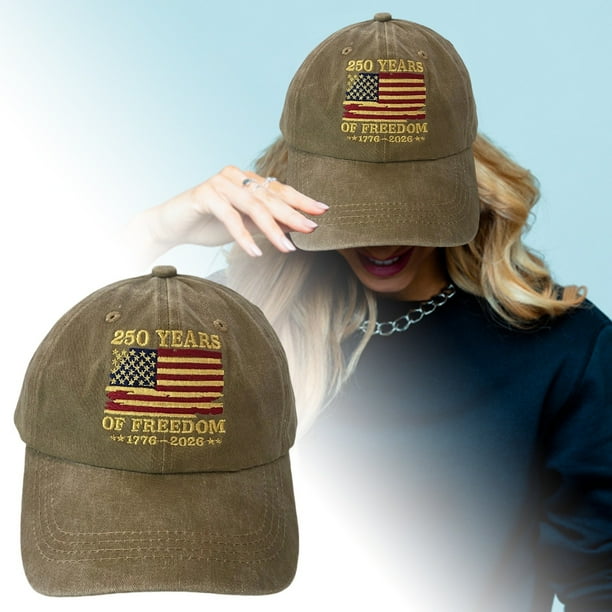 Gorra de béisbol patriótica del 250 aniversario de EE UU: sintética ligera y transpirable, correa ajustable, visera curvada con protección solar, diseño atemporal
