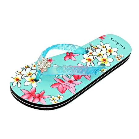 

Luckers Girls Hawaiian Flowers Flip-Flops Color: Turquoise Size: 3-4 M US Big Kid