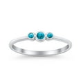 thumbnail image 4 of Three Stone Petite Dainty Simulated Turquoise Ring Band 925 Sterling Silver Size 4, 4 of 5