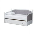 thumbnail image 2 of Baxton Studio Mara Classic and Traditional Grey Fabric Upholstered White Finished Wood Twin Size Daybed with Trundle, 2 of 7