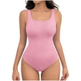 thumbnail image 2 of BLTIBY Sleeveless Bodysuit for Women Square Neck Solid Color Thong Jumpsuit Tummy Control Seamless Shapewear Fashion Basic Bodysuits Hot Pink XXL, 2 of 4