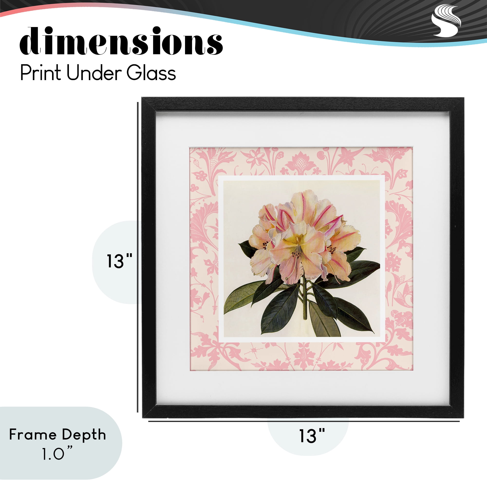 Stupell Industries Pink Vintage Pattern Botanical Black Framed Print Under Glass, design by Livi Finn