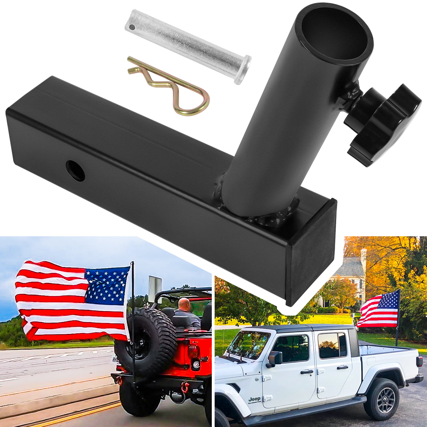 Upgrate 2” Receiver Hitch Mount Flag Pole Holder for SUV RV Truck Camper Trailer 