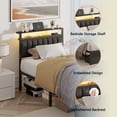 thumbnail image 6 of Satifur Twin Bed Frame with 2 Drawers & Storage Headboard, Platform Metal Bed with 2 USB Ports and Outlets, No Box Spring Needed, 6 of 12