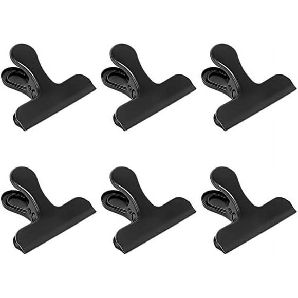 XmhyTop Clips para bolsas de patatas fritas, grandes, de acero inoxidable, color negro, herméticos, perfectos para la cocina y la oficina (negro)