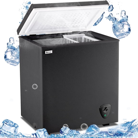 WANAI 5.0 Cubic Feet Chest Freezer Large Home Deep Freezers Black Top Door with Removable Basket