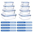 thumbnail image 2 of Recipiente de vidrio para preparación de comidas Vtopmart, paquete de 8 con tapas, 1-1,3 L, 2 of 7