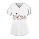 thumbnail image 1 of Camiseta de cuello en V con temática de Halloween para mujer, linda camiseta de manga corta rosa con estampado de fantasma, murciélago y calavera, 1 of 3