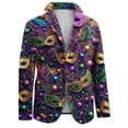 thumbnail image 4 of YOIAVAIOY 2026 Mardi Gras Blazer for Men Relaxed Fit Carnival Print Suit Jacket Holiday Streetwear Corduroy Button Blazers Winter Fashion Warm Jackets Purple S, 4 of 6