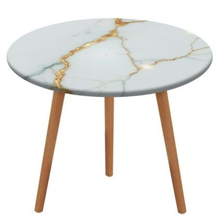 

Golden Vein Marble Tiles Round Fitted Tablecloth Elastic Table Cover Waterproof Dining for Indoor Outdoor Decor Table Cloth XL-60