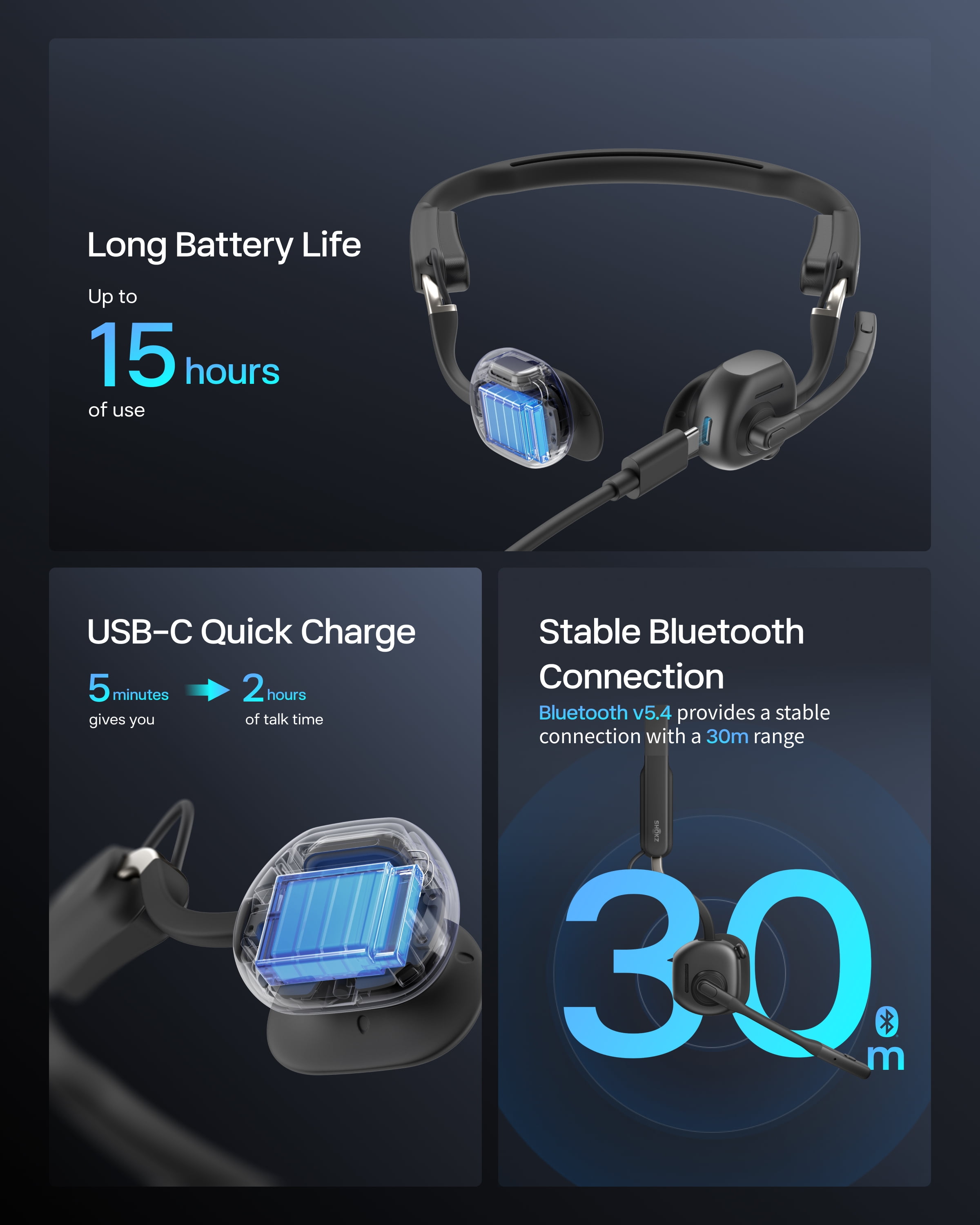 New Shokz OpenMeet - Open-Ear Bluetooth Computer Headset - Noise Cancelling Mic + Mute Butto - Wireless Work Headphones