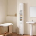thumbnail image 2 of Haotian Bathroom Skinny Tall Storage Cabinet, Slim Stand Narrow Tower Cabinet with Adjustable Shelves for Small Spaces, White BZR167-GW, 2 of 18