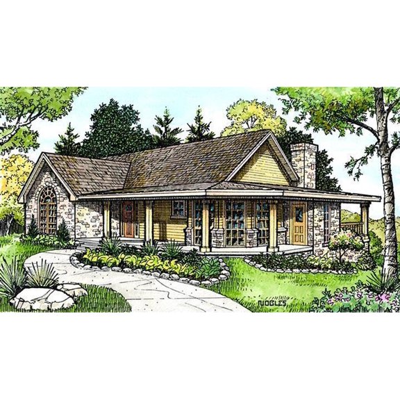 010-319: Country Farmhouse 3 Bed, 2 Bath Luxury Home Plan, 1963 Sq Ft: Full Blueprints with License to Build by Home Plan Marketplace - Lesuto
