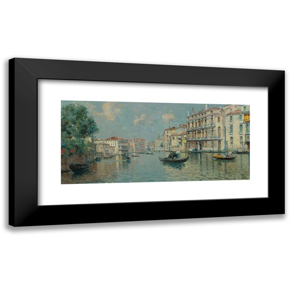 Antonio María de Reyna Manescau 14x8 Black Modern Framed Museum Art Print Titled - Grand Canal, Venice