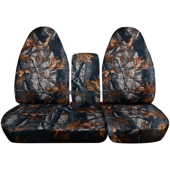 Fits 1997-2000 Ford F-150 Camo Seat Covers 40/60 Bench Molded Headrests 1 Cup Holder:Gray Real Tree