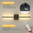 thumbnail image 6 of YANSUN  28.3 in 1-Light Set of 2 Black LED Wall Sconces, Wireless Dimmable Vanity Light, 360° Light for Bedroom Bathroom Living Room Entryway, 6 of 11