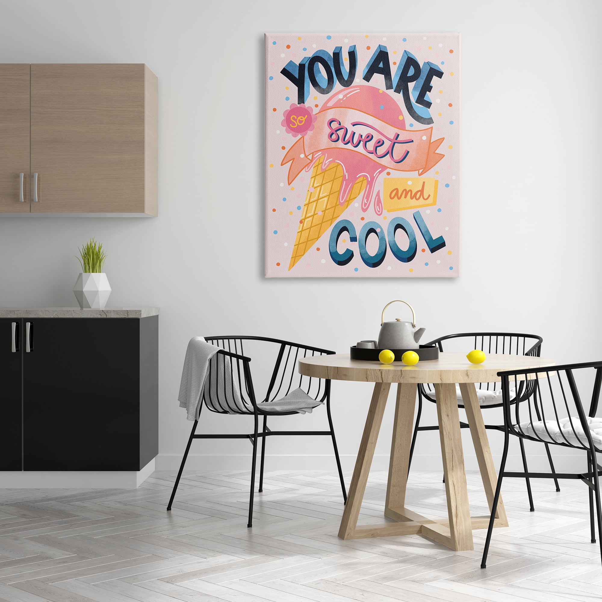 Stupell Industries Sweet & Cool Retro Patterned Polka Dot Ice Cream Graphic Art Gallery Wrapped Canvas Print Wall Art, Design by Dominika Godette