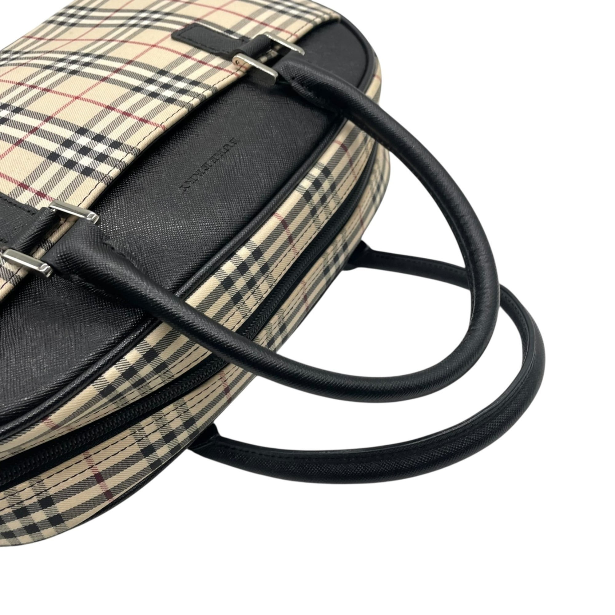 バッグ Vtg Burberrys Boston Bag Black Leather バッグ Vtg Burberrys