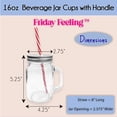 thumbnail image 6 of 16oz Glass Mason Jar Mug with Handle, Metal Lid and Striped Straw, Beverage Container (4), 6 of 6