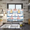 thumbnail image 4 of Yayeee Kitchen Curtains Tier Pair Light Filtering 27"x24" Rod Pocket Short Cafe Window Panel, White Hand Drawn Sailboats, 4 of 6