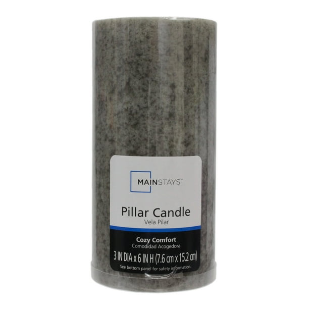 Mainstays Scented Mottled Pillar Candle, 3 x 6 inches, Gray, Cozy