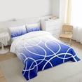 thumbnail image 3 of jejeloiu Geometric Striped Circular Queen Comforter Set,Gradient White Blue Bedding Comforter Set For Girls Boys Reversible 3-Piece, 3 of 8