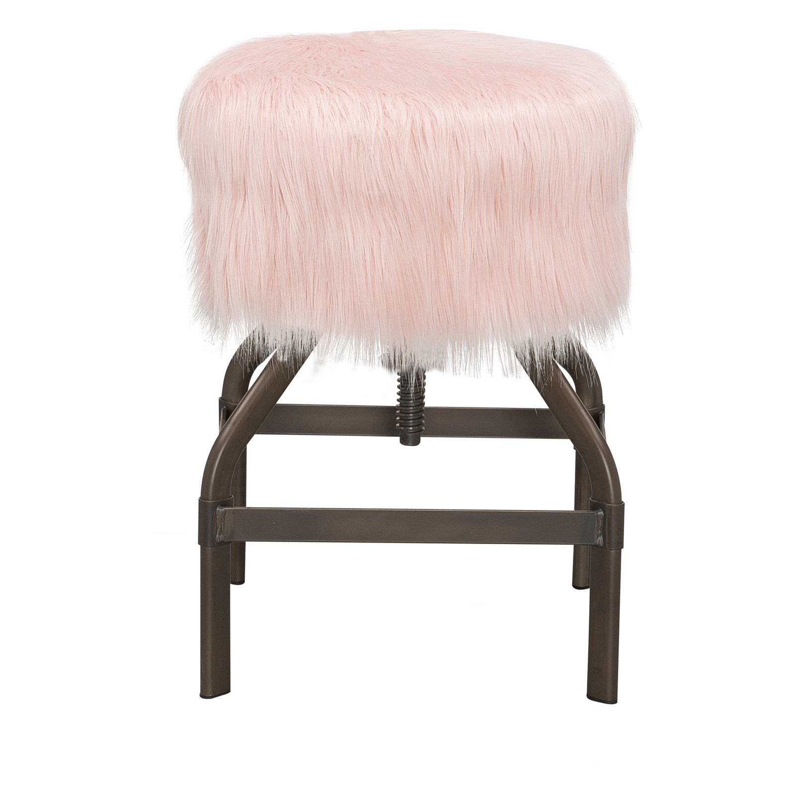 Adjustable Screw Top Stool, Metal with Faux Pink Fur - Walmart.com
