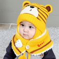 thumbnail image 2 of Sunjoy Tech Unisex Winter Kids Baby Cartoon Bear Stripe Knit Hat Cap Scarf Earmuff Warm Set, 2 of 4