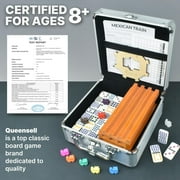 Queensell Mexican Train Dominoes Set Double 15 – 136 Tiles with Wooden Holders, Hub and Aluminum Case