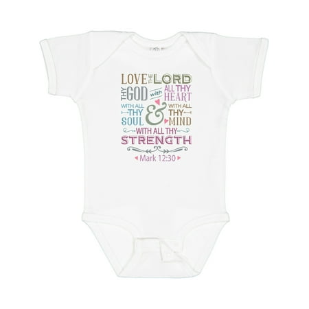 

Inktastic Love the Lord Heart Mind Strength Gift Baby Girl Bodysuit