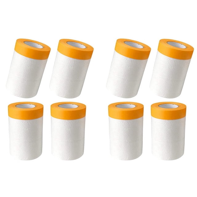 8 Piezas Rollo de Hojas de Plástico para Polvo de 0,55 x 20 M, Paños de Película de Enmascaramiento Pregrabados para Pintar, Revestimiento de Muebles de Cama