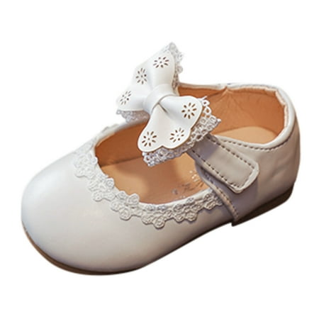 

Baby Girl Spring and Autumn Prewalker Shoes Lovely Lace Bow Solid Princess Leather Shoes Casual Non-slip Soft Sole Walking Shoes