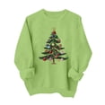 thumbnail image 5 of Wilark Girls Christmas Sweatshirts Pullover Crew Neck Long Sleeve Fleece Warm Kids Festival Tops Green 3, 5 of 9