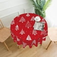 thumbnail image 4 of Merry Christmas Tablecloth 60 Inch Round, Red Christmas Tree Table Cloth, Winter Xmas Tablecloths Polyester Washable Fabric Farmhouse Decorative for Holiday Home Kitchen Dining Party, 4 of 6