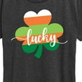 thumbnail image 3 of Instant Message - Lucky Striped Shamrock - Women's Short Sleeve Graphic T-Shirt, 3 of 6