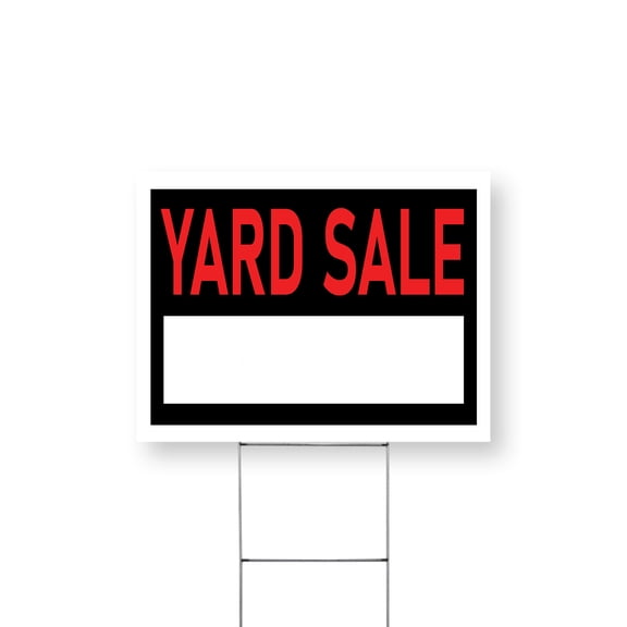 Yard Sale Yard Sign 12 Inch x 16 Inch Double Sided Weatherproof Heavy-Duty Plastic with Stake | Community Events, Local Bargains, Professional Display | Made in USA