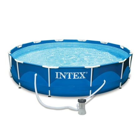 Intex 12ft x 30in Metal Frame Set Above Ground Swimming Pool with (Best Above Ground Swimming Pool Brands)