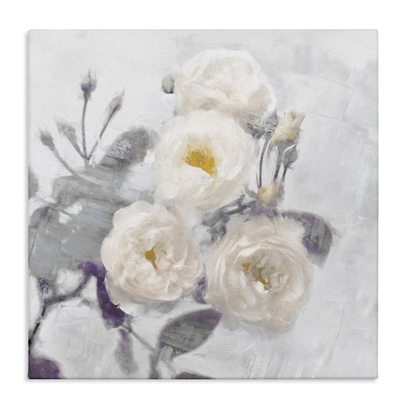Stupell Industries Bundle of White Blooms Floral Painting Wrapped Canvas Canvas Art Print Wall Art, 17 x 17