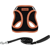 Voyager Step-in Air All Weather Mesh Harness and Reflective Dog 5 ft Leash Combo with Neoprene Handle, for Small, Medium and Large Breed Puppies - Black/Orange Trim, X-Large