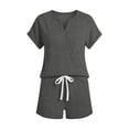 thumbnail image 6 of akafmk 2 Piece Outfits for Women Short Sleeve Loungewear Set Button Pocket Tees and Drawstring Shorts SweatSuits with Pockets Fashions Summer Outfit, 6 of 7