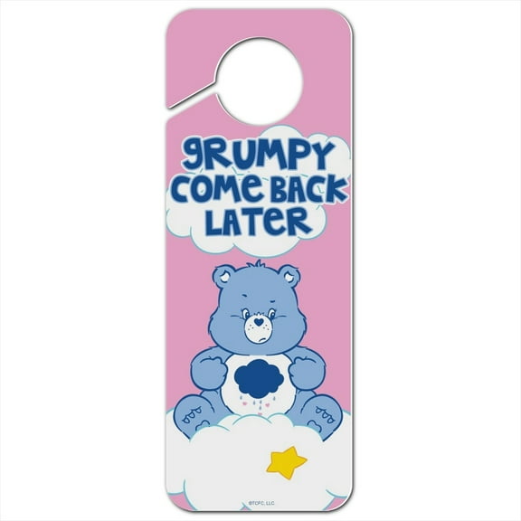 Care Bears Grumpy Bear Plastic Door Knob Hanger Sign