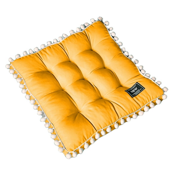 Btomtd Floral Chair Mat with Thickened Upholstered Comfortable, Kitchen Dining Chair Pads for Protection, Sturdy Patio Chair Cushion for Indoor Outdoor, Size 16"x16", Yellow