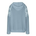 thumbnail image 2 of Trendy Outfits for Women Fall Winter Trendy Hoodies Waffle Knit Lace Long Sleeve Plain Pullover Sweater Sweatshirt (L, Blue), 2 of 6