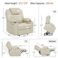 thumbnail image 6 of MCombo Medium-Wide Power Lift Recliner Chair Sofa with Massage and Heat for Elderly People, Cup Holders, USB&Type C Ports, Side Pockets, Faux Leather (Cream White, Medium-Wide), 6 of 11