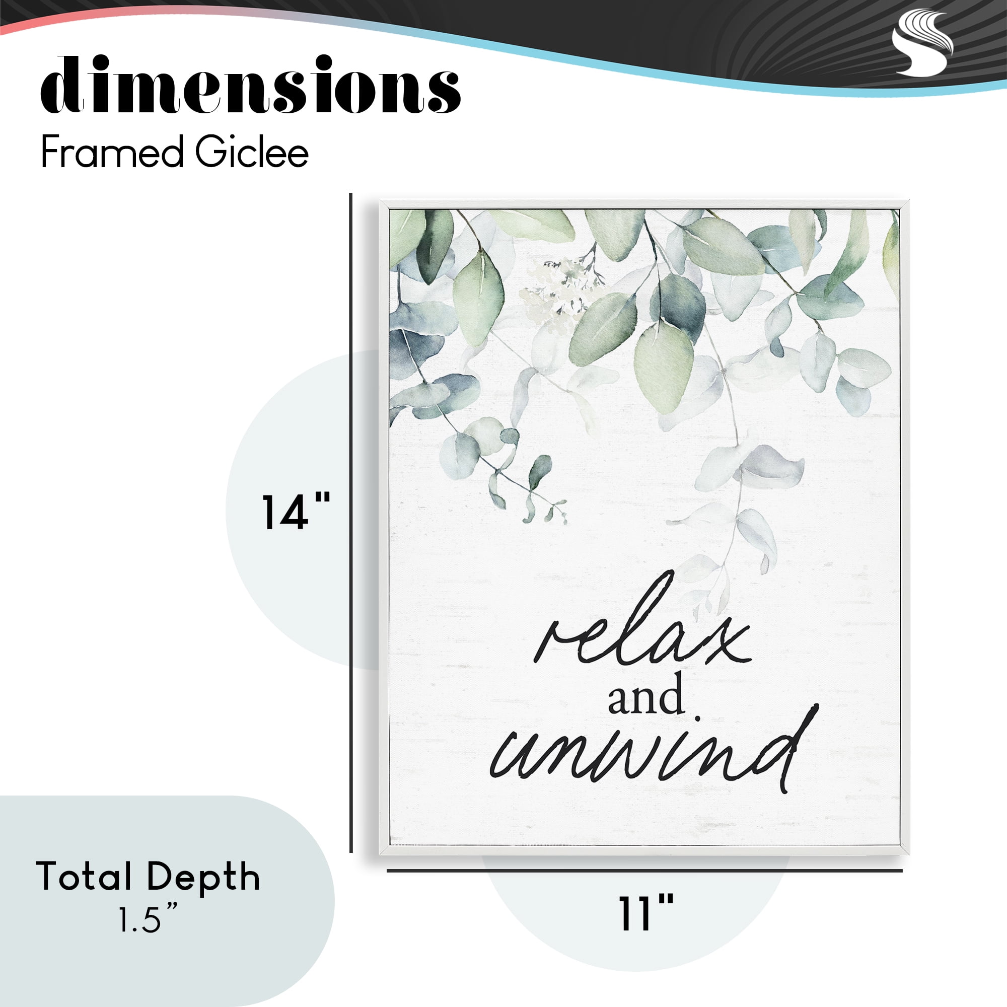 Relax And Unwind Herb Leaves White Framed Giclee Art, design by Lettered and Lined